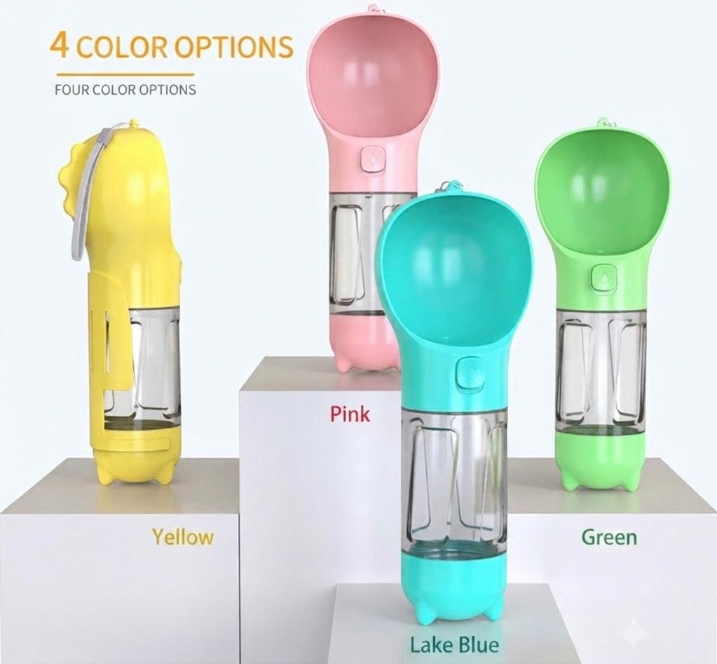 Hot Sale 3 in 1 Multifunctional Pet Supplies Outdoor Walking Travel Dog Water Bottle With Food Container and Poop Bag Dispenser