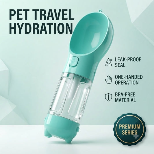 Hot Sale 3 in 1 Multifunctional Pet Supplies Outdoor Walking Travel Dog Water Bottle With Food Container and Poop Bag Dispenser