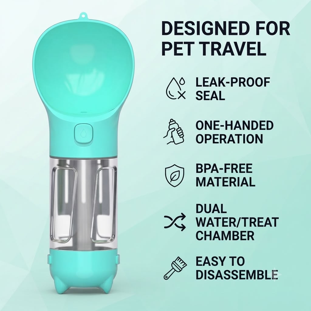 Hot Sale 3 in 1 Multifunctional Pet Supplies Outdoor Walking Travel Dog Water Bottle With Food Container and Poop Bag Dispenser